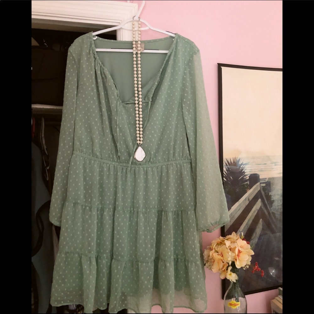 H&M green chiffon dress